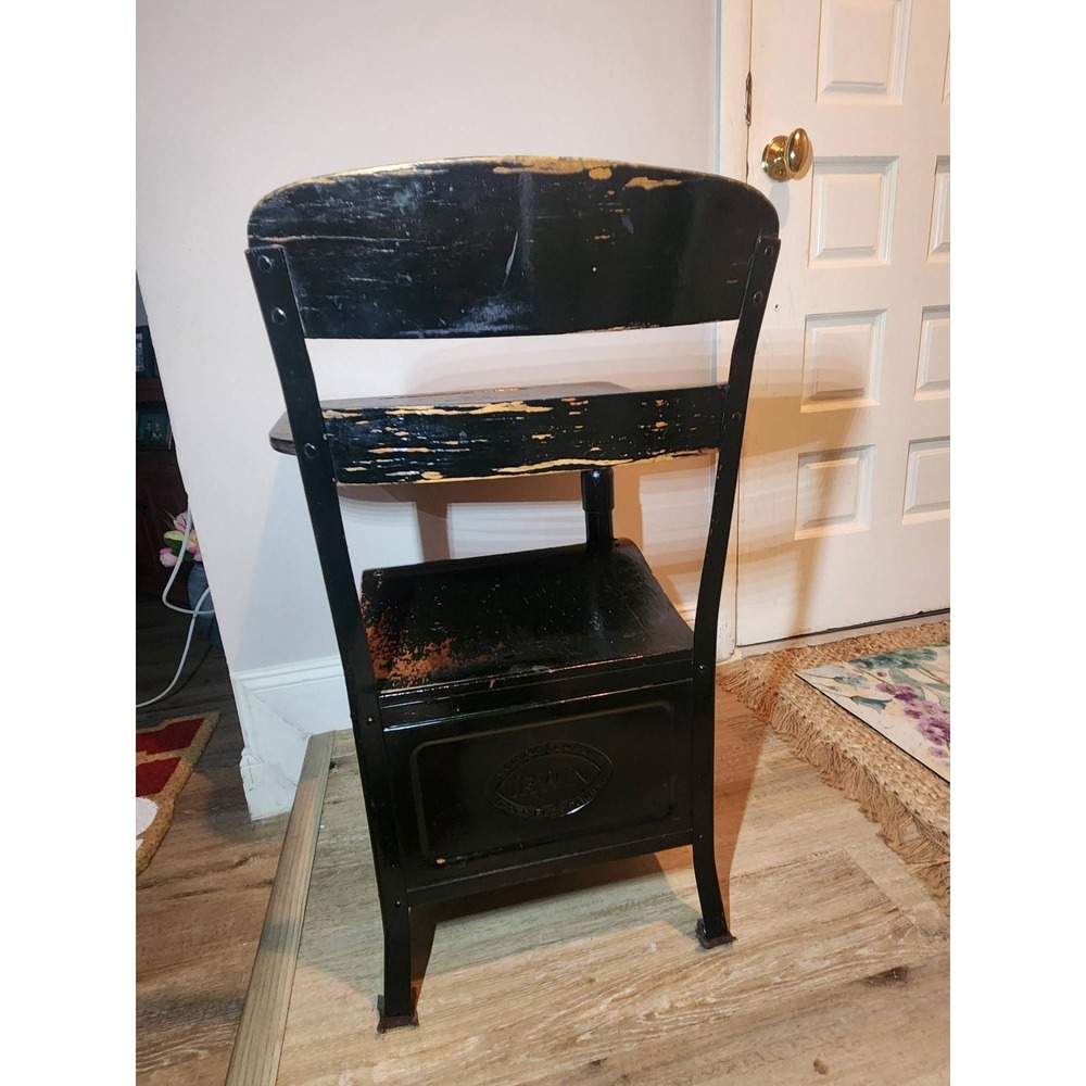 Vintage 1976 Bicentennial Irwin Seating Co Antique School Desk Black - Picture 4 of 8